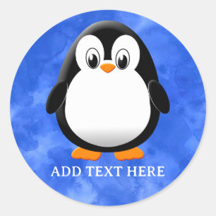 Adesivo Cor Azul-Azul Personalizada Do Cartoon Pinguim