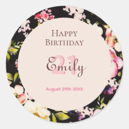 Adesivo Cor da Água Rosa e Rosas Amarelas em Preto, Aniver