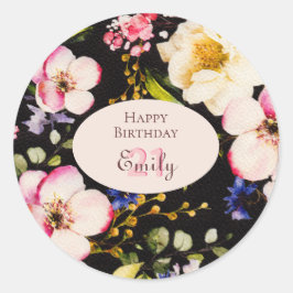 Adesivo Cor da Água Rosa e Rosas Amarelas em Preto, Aniver