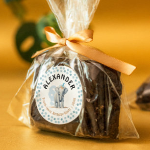 Adesivo Cor da selva do filhote de elefante de bebê azul d