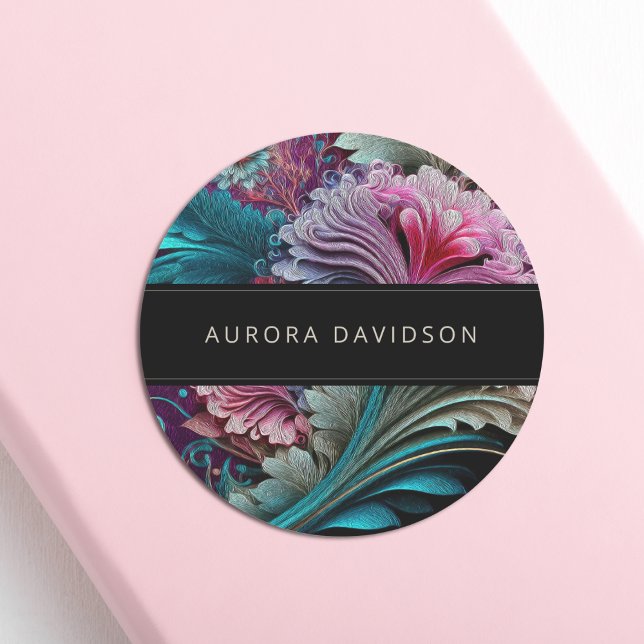 Adesivo Cor d'água escura preto floral personalizado (Criador carregado)