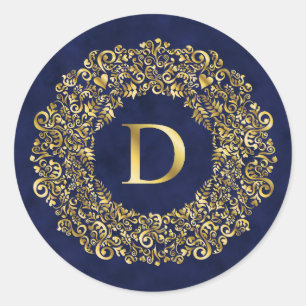 Adesivo Cor damasco ouro letra D