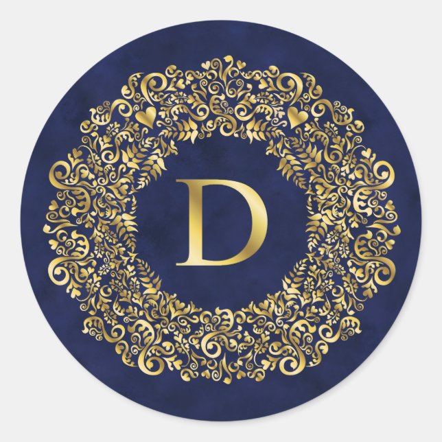 Adesivo Cor damasco ouro letra D (Frente)