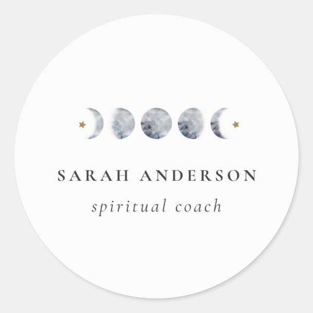 Adesivo Cor de Água da Lua Celestial Lunar de Cinza Simple (Frente)