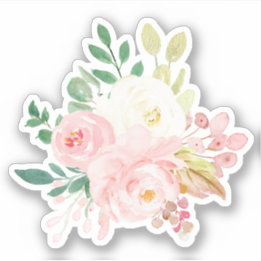 Adesivo Cor De Água Do Buquê Das Flores De Cor Rosa E Crem