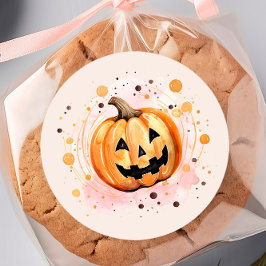 Adesivo Cor de Água do Halloween da Abóbora Bonita
