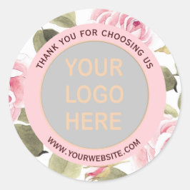 Adesivo Cor de Água Moderna Cor Floral Rosa Seu Logotipo