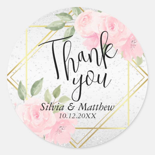 Adesivo Cor de Água Rosa Floral e Branco (Frente)