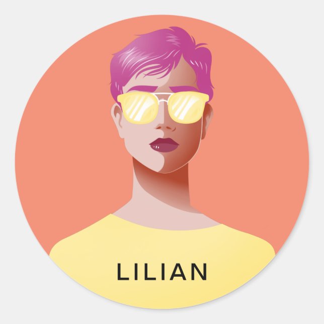 Adesivo Cor de laranja e mulher clássica (Frente)