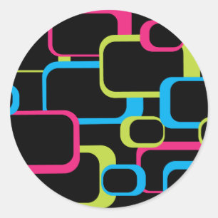 Adesivo Cor-de-rosa azul retro quadrado verde Bonito