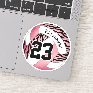 Adesivo cor-de-rosa com padrão zebra, voleibol personaliza