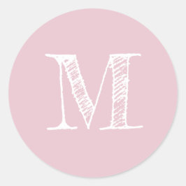 Adesivo Cor-de-rosa inicial do Monograma de Script Moderno