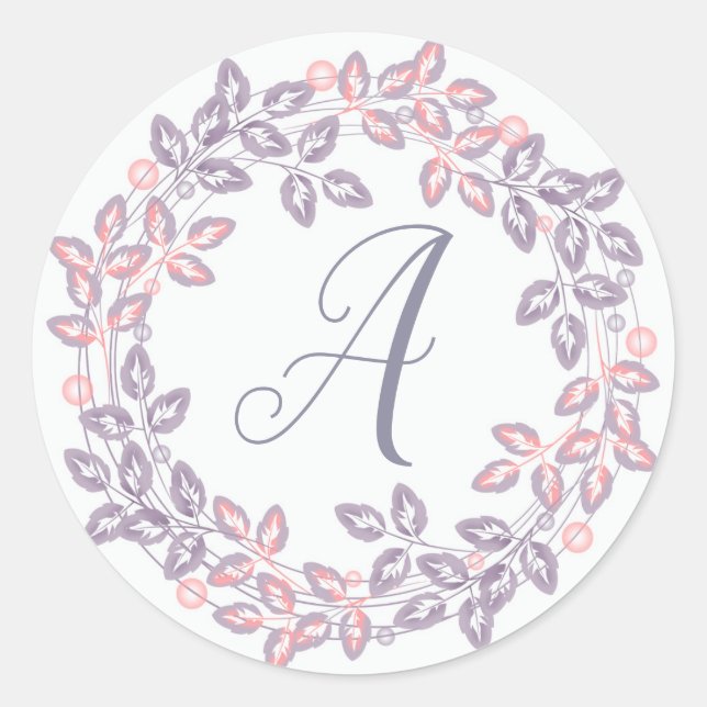 Adesivo Cor-de-rosa, lilás, coroa botânica, personalizada (Frente)