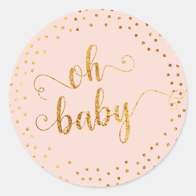 Adesivo Cor-de-rosa "Oh Baby" Faux Gold Foil Confetti (Frente)
