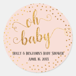 Adesivo Cor-de-rosa "Oh Baby" Faux Gold Foil Confetti