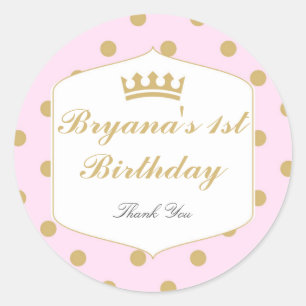 Adesivo Cor-de-rosa & ouro pontilha a princesa de coroa