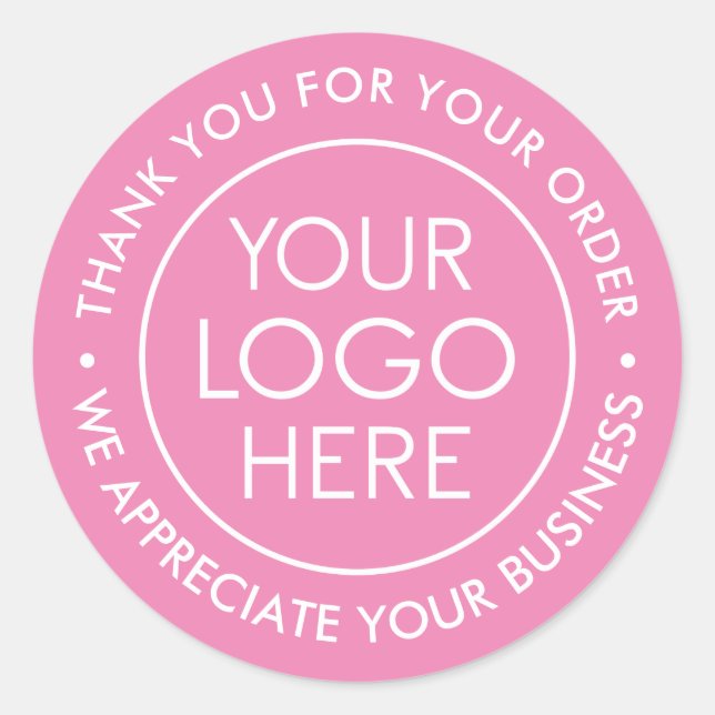Adesivo Cor de rosa personalizada Obrigado Sticker com Log (Frente)