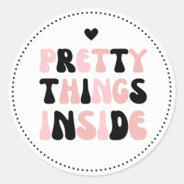 Adesivo Cor-de-rosa pincelada, coisas bonito pretas dentro
