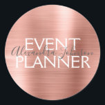 Adesivo Cor-de-rosa - Rosa Gold Foil Event Planner Seal<br><div class="desc">Cor-de-rosa-azul - Envelope do Planejador de Eventos de Folha Ouro Rosa ou selo do encapsulamento de presentes. O nome do contato profissional e a profissão podem ser alterados para serem usados em qualquer tipo de negócio. Entre em contato com o designer para obter itens adicionais correspondentes.</div>