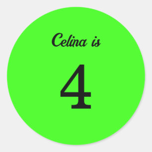 Adesivo Cor do Nome da Idade Personalizada Neon Verde Neon