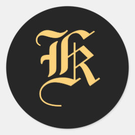 Adesivo Cor Dourada do Monograma "K" a Preto