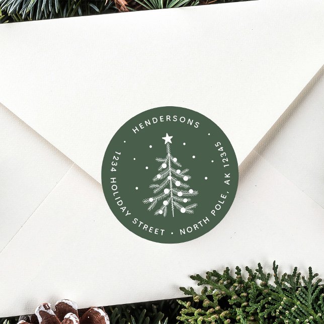 Adesivo Cor Editável Árvore de Natal Retorno Verde (Criador carregado)