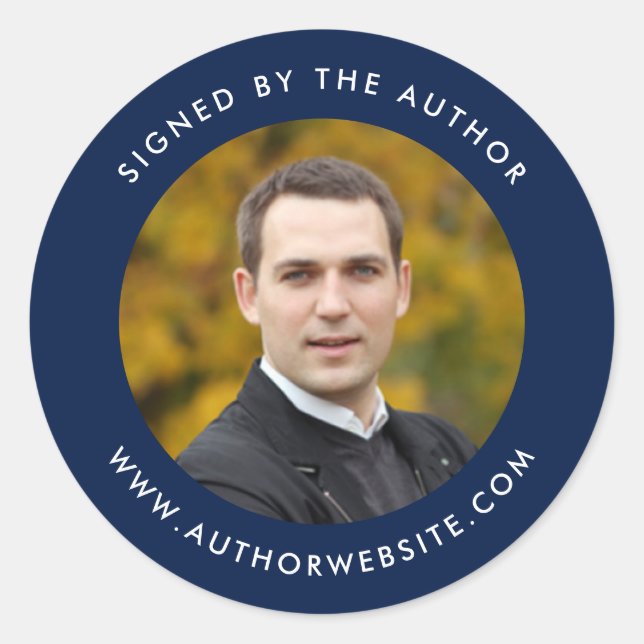 Adesivo Cor Editável Moderna Assinada Pela Foto Do Autor (Frente)