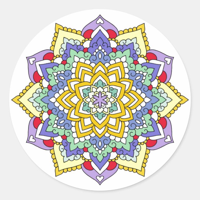Adesivo Cor Espectro Energia Flor Mandala Branco (Frente)