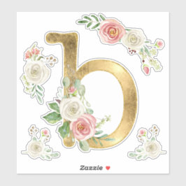 Adesivo Cor Floral Rosa do Monograma Inicial B Monograma