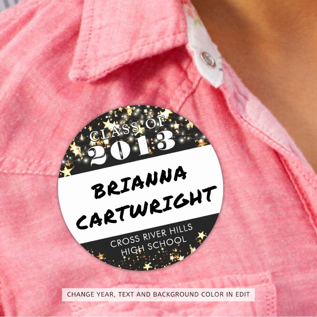 Adesivo Cor Personalizada de Estrelas Douradas do Nome de  (Criador carregado)