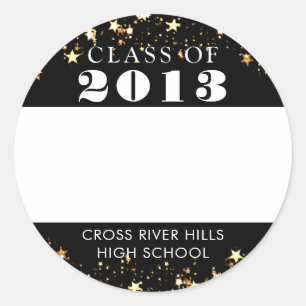 Adesivo Cor Personalizada de Estrelas Douradas do Nome de 