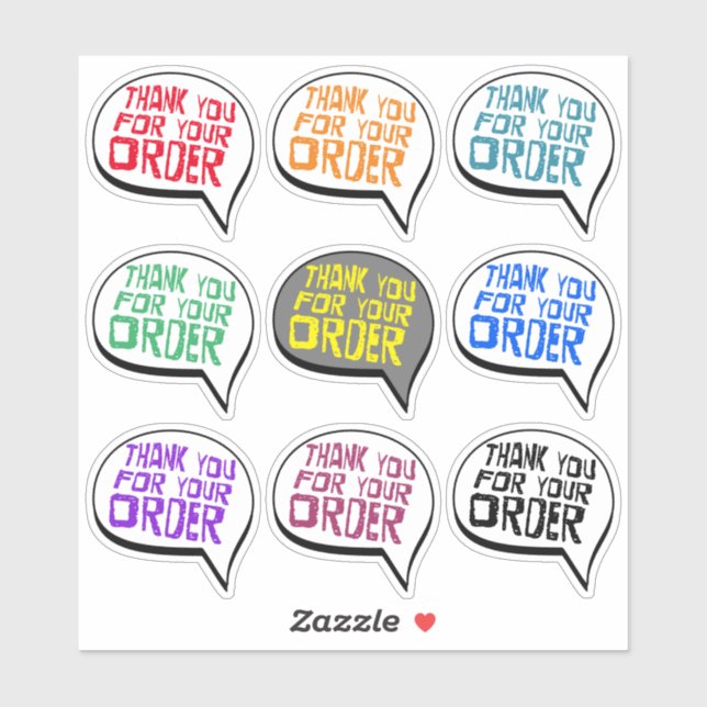 Adesivo Cor personalizada Obrigado pelo seu pedido (Folha)