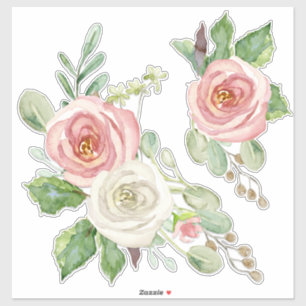 Adesivo Cora a folha floral de w da aguarela do rosa do