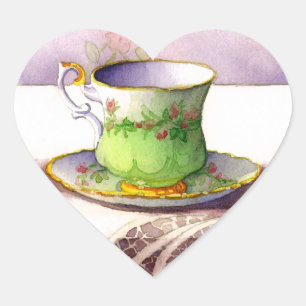 Adesivo Coração 0001 Teacup on Lace Stickers