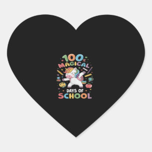 Adesivo Coração 100º Dia da Escola Unicórnio 100 Dias de Ensino Má