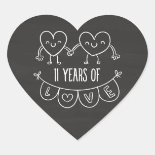 Adesivo Coração 11 Anniversário Gift Chalk Hearts