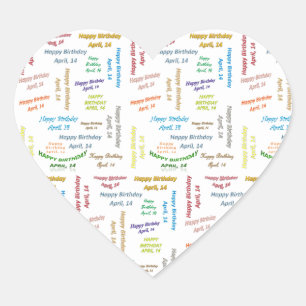 Adesivo Coração 14 de abril, Aniversário