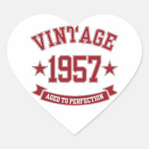 Adesivo Coração 1957 Vintage Envelhecido até Perfecção