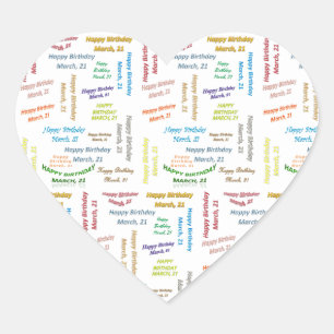 Adesivo Coração 21 de março, Aniversário