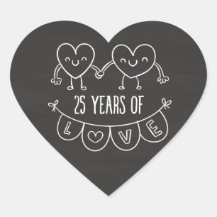 Adesivo Coração 25 Anniversário Gift Chalk Hearts