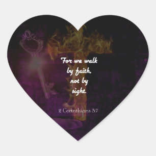 Adesivo Coração 2 Corinthians 5:7 Bíblia Verse Citação Sobre F