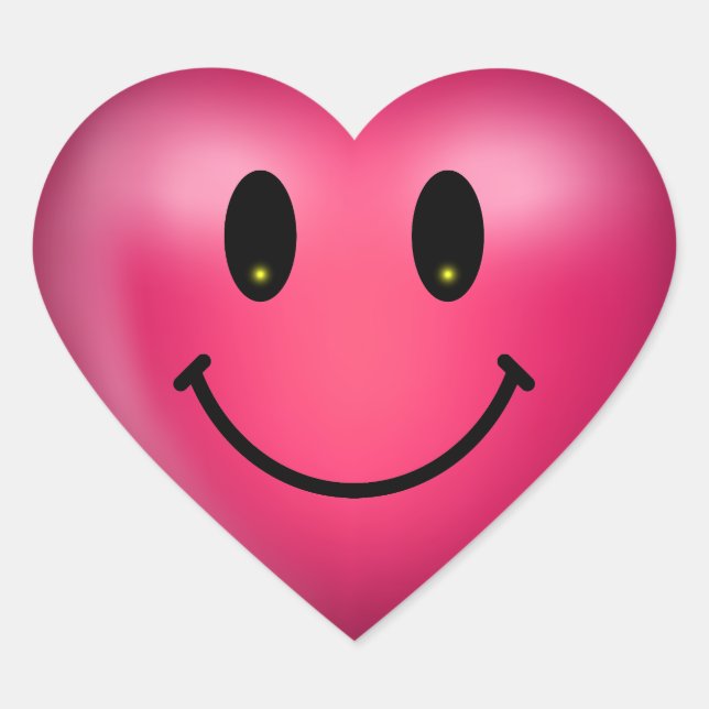 Adesivo Coração 3D Coração Rosa Feliz (Frente)