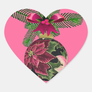Adesivo Coração 50 Retro Poinsettia Borgonha