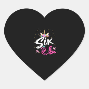 Adesivo Coração 6 Birthday Girl Unicorn Shirt Smermaid Tail 6 Yea