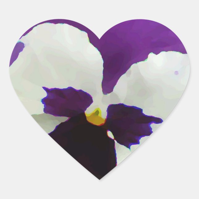 Adesivo Coração 9 Pansy Pintado Púrpura Branca (Frente)