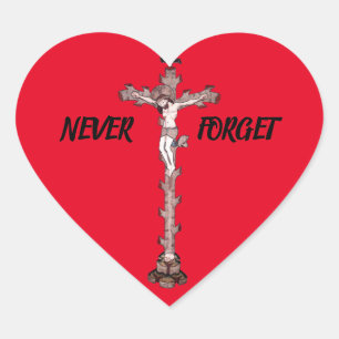 Adesivo Coração A arte de crucificação de Jesus cristo nunca esq