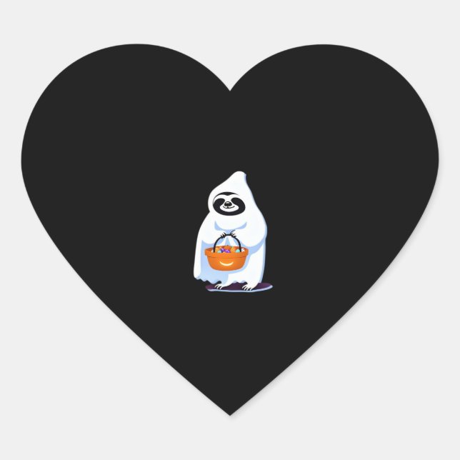 Adesivo Coração A preguiça de Halloween vestida como um truque fan (Frente)