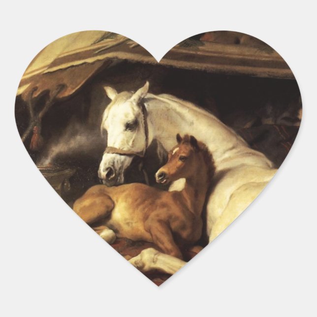 ADESIVO CORAÇÃO A TENDA ÁRABE COM CAVALOS, OUTROS ANIMAIS (Frente)