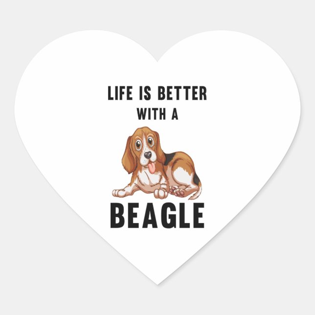 Adesivo Coração A vida é melhor com um beagle (Frente)