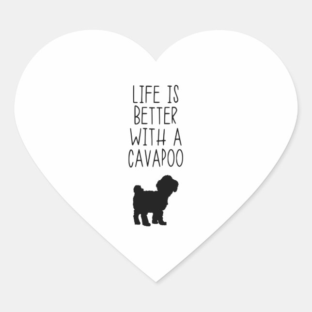 Adesivo Coração A Vida É Melhor Com Um Cavapoo (Frente)